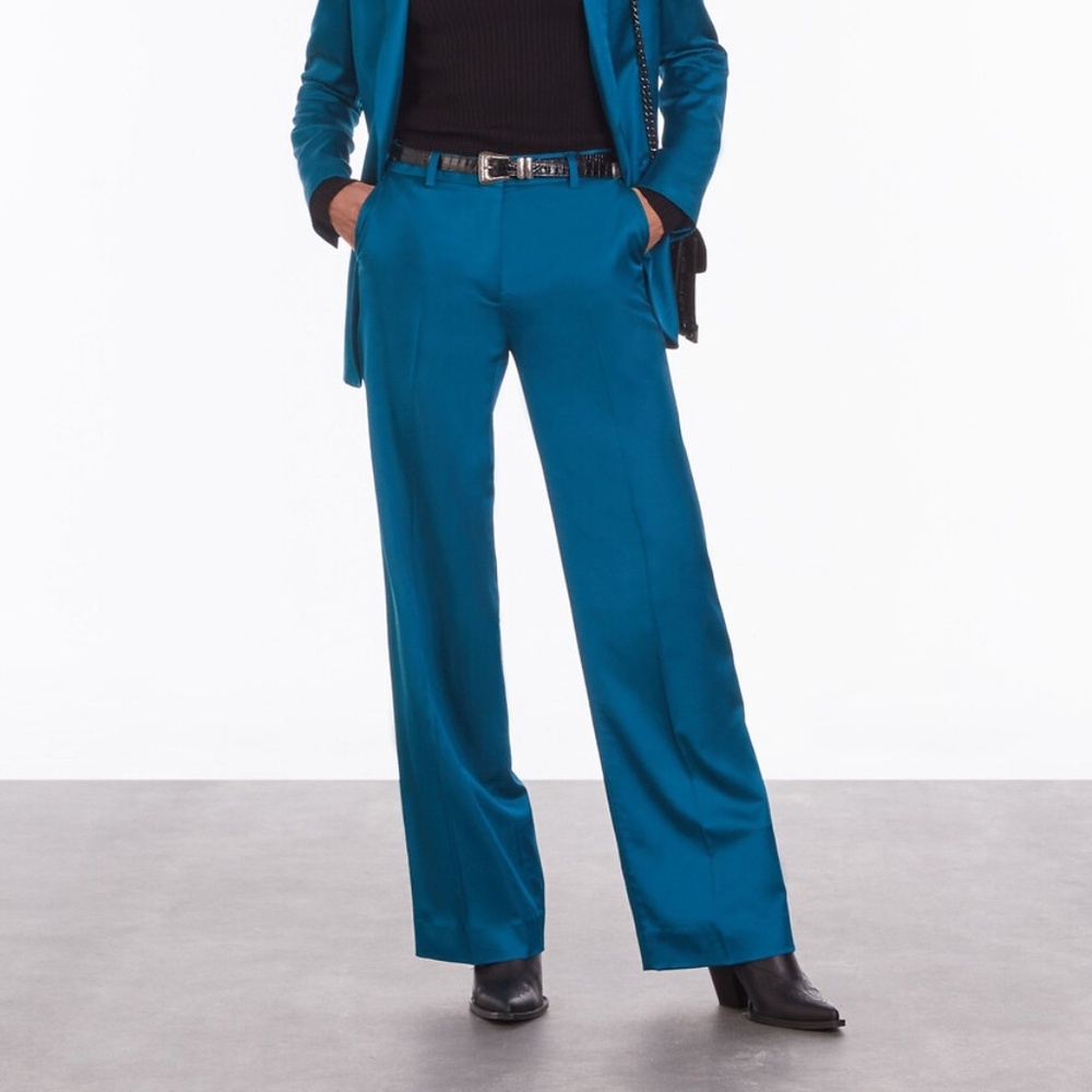 NWT | The Kooples | Teal Satin Suit Trousers